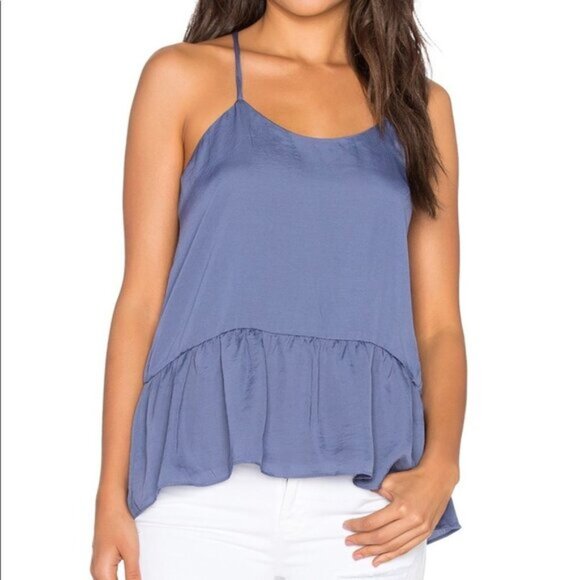 Anthropologie dRA Sham Top Blouse Blue Camisole Peplum Ruffle Size XS - Picture 3 of 13